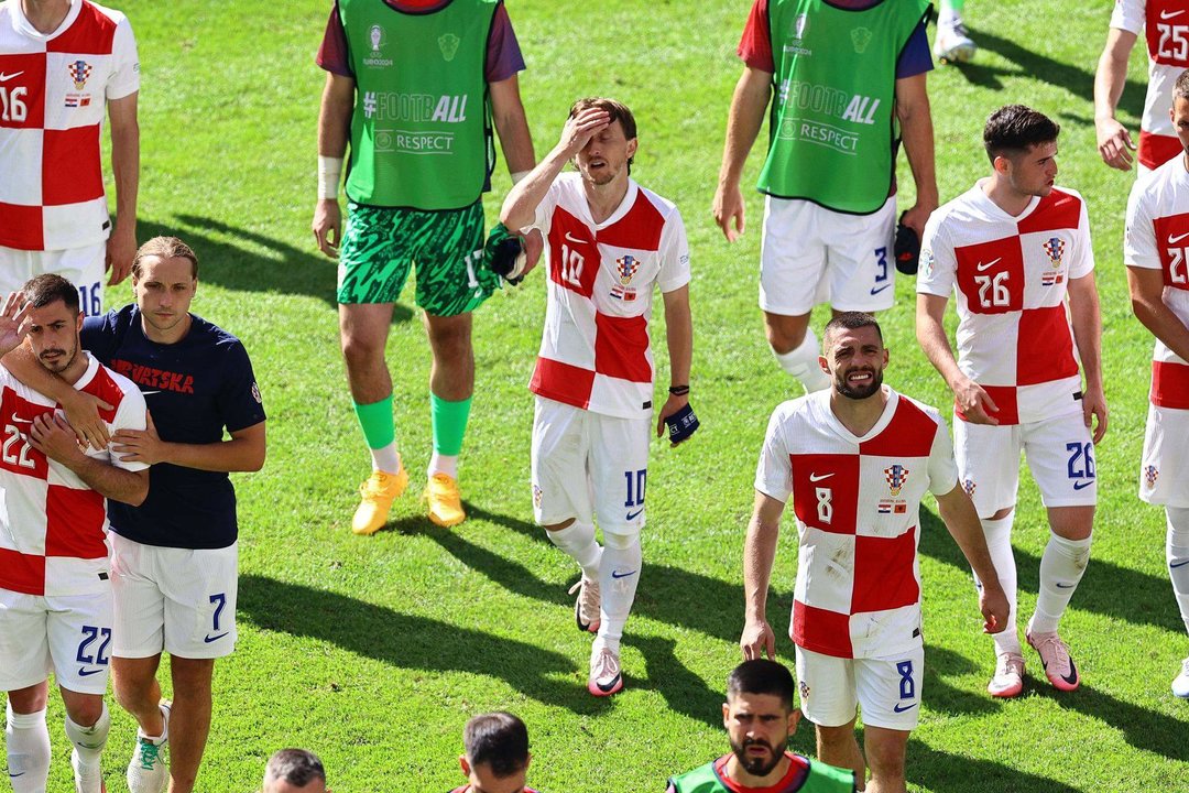 El croata Luka Modric, tras el partido que su selección empató contra la de Albania en Hamburgo. EFE/EPA/FILIP SINGER