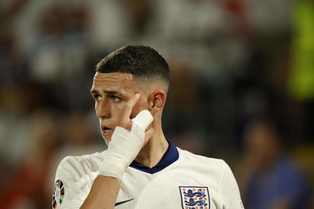 Phil Foden, futbolista de Inglaterra, ante Eslovenia en Colonia, Alemania. EFE/EPA/YOAN VALAT